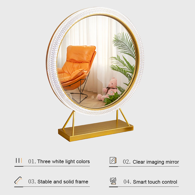 Large LED Lighted Vanity Makeup Mirror In Gold With Smart Touch Control Large LED Lighted Vanity Makeup Mirror In Gold With Smart Touch Control